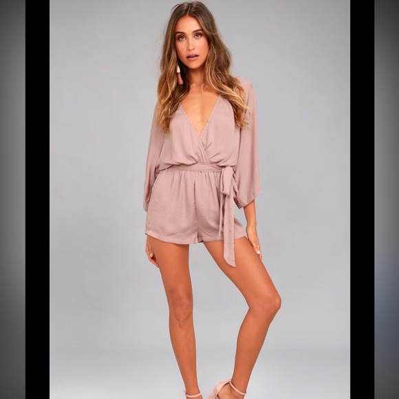 Lulus Pants - Chic Mauve Romper with Belt